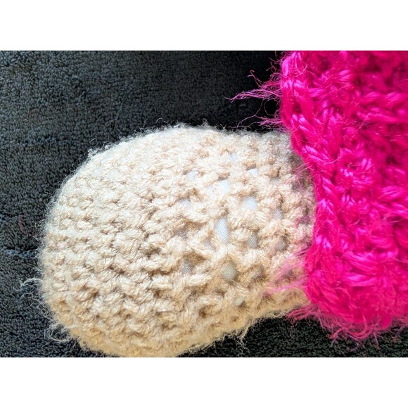 14" Crochet Knit Bear In Pink Dress Handmade Soft Plush Nursery Decor Baby Gift - Picture 5 of 14